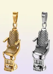 Hip Hop Rock Titanium Stainless Steel Barbershop Sofa Chair Pendants Necklace for Men Barber Jewelry Gold Color 20092898267022257923