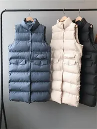 Jackets Syiwidii Autumn Winter 2022 New Long Vest Jacket Women Korean Fashion Thicken Warm Sleeveless Slim Fit Warm Elegant Puffer Coat