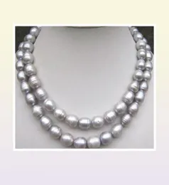 Bellissima collana di perle naturali in argento grigio tahitiano da 910 mm 32 quot96722979172376