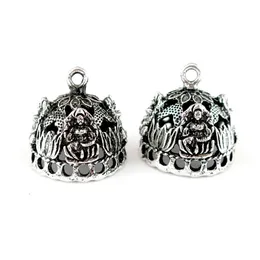 22843 4st Lot Vintage Silver Hollow Buddha Lotus Crown Hat Curve Carve Filigree Pendant Tassel Cap Bead Cap275U