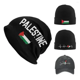 Berets Palestine Palestinian Flag Skullies Beanies Hats Vintage Unisex Street Cap Warm Dual-use Bonnet Knitted Hat