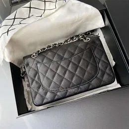 10A 1 : 1 디자이너 럭셔리 여성 가방 골드 체인 핸드백 캐비어 가방 클래식 플랩 23cm 어깨 지갑 디자이너 가방 지갑 검은 최고 품질
