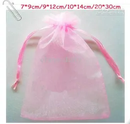 Statek 200pcs Pink 79 cm 912 cm 1014 cm 2030 cm organza biżuteria torba na przyjęcie weselne torby prezentowe 77708772