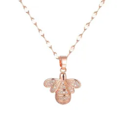 Mode Niedliche Biene Zirkon Anhänger Halsketten Für Frauen 2021 Kpop Rose Gold Schmuck Edelstahl Ketten Bff Ganze Pendant8145689