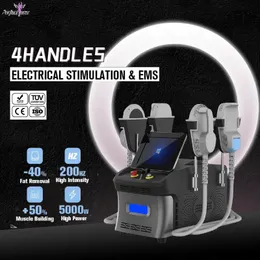 2023 Hot EMS Emslim Body Slimming Machine Body Fat Shaping High Power 5000W 4 Handle Treinamento Profissional Muscle Body Beauty RF Máquina de aperto de pele