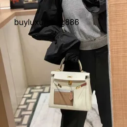 Deri çanta lakis 2023 Yüksek çanta 25cm renk blok hızlı üst katman inek derisi yumuşak moda crossbody kadın çantası