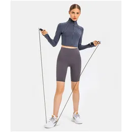 Lu Lu Hizalama Ceket Dış Giyim Kadınlar Fitness Spor Sporu Streç İnce Kat Ceketler Stand-Rüzgar Geçirmez Fermuar Üst Yoga Lemon LL Kadın