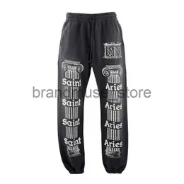 Herrenhosen Street Fashion Saint Michael Vintage Washed ARIES Jogginghose Hochwertige Briefdruck Freizeithosen Herbst und Winter J231226