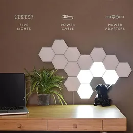 흰색 DIY 양자 램프 터치 센서 벽 램프 LED 육각형 자기 모듈 식 야간 조명 창조적 인 조명 281A