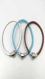 Wholesale-Fine Jewelry Woven 100% genuine Leather Bracelet Mix size 925 Silver Clasp Bead Fits Charms Bracelet DIY Marking6813078