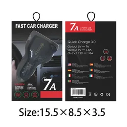 Caricabatterie per cellulari QC 3.0 Caricabatteria per auto per veicoli Tipo C PD 35W 7A Carica veloce USB-C Spina di ricarica rapida Adattatore a 3 porte per Android Samsung GPS MP3 Universale