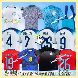 23 24 İngiltere Futbol Formaları XXXL 4XL Saka Foden Bellingham Rashford Sterling Grealish Naional Takım Kane Fooball Shir Kırmızı Şirs Whie Mavi Erkek Kadın Çocuklar