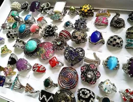 Bütün dökme lotlar 100pcs çok karışık kadın039s moda metal alaşım rhinestone cz takı halkaları yepyeni280z3849413228228