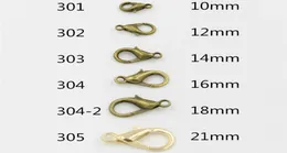 Imitacja cała 1000pcs Rhodium Wyplanowany 10 mm 12 mm 14 mm 16 mm 18 mm 21 mm 23 mm 23 mm 24 mm Cynk Conloy Hobster Hooks