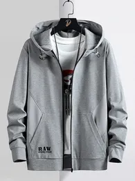 Lente Herfst Heren Hoodie Met Rits Hoodie Jassen Streetwear Zwart Grijs Capuchon Losse Sweatshirts Mannelijke Katoen Casual Tops Plus Size 8XL 231225