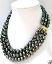 Collana di perle Akoya nere a 3 fili da 78 mm 1719 pollici01234563396517