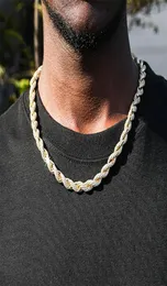 8 мм ледяная веревочная цепочка из белого золота 14 карат с пружинной пряжкой, ожерелье с бриллиантами и кубическим цирконием, ювелирные изделия 16 дюймов 24 дюйма 5262518