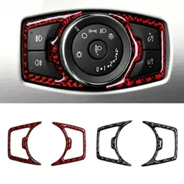 Pegatinas para Ford Mustang, estilo de coche, fibra de carbono, botones de interruptor de faro, pegatinas embellecedoras, accesorios para coche, decoración interior 2015-2020