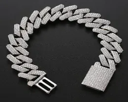 Bracciale cubano con diamanti a maglie cubane placcato oro 14 carati da 20 mm Bracciale con zirconi cubici da 8 pollici Braccialetti cubani da uomo da 9 pollici3625835