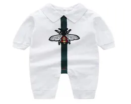 Design nowonarodzona chłopiec dziewczyna romper mała pszczoła biała ciemnoniebieska bawełniana kombinezony Lape z długim rękawem ubrania maluchów 9470251