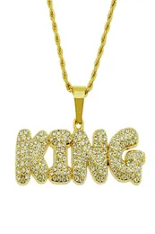 Herren Iced Out Halskette Mode Hip Hop Schmuck Gold Silber Ed Seil Kette Persönlichkeit Alphabet Buchstabe König Anhänger Halskette Gi2717451