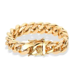 Łańcuch Link 814 mm Hip Hop Cuban Bracelet dla mężczyzn stal nierdzewna 18K Złota Galwaniczna Bransoletka Moda Akcesoria biżuterii WAT2990070