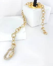Chokers Monlansher Gold ColorChunky Chain Carabiner Halsband Micro Paving CZ Stone Halsband för kvinnor Minimalist 20219197022