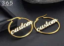1 Pair Hiphop Stainless Steel Custom Name Earrings Women Personalized Big Nameplate Handmade Circle Oorbellen Party Gifts4600444