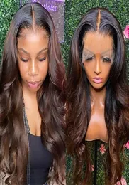 Ombre Brown 360LACE Frontal Peruki Brazylijskie faliste koronkowe przednie peruka ludzkie włosy 1b30 Peruki dla kobiet Full Lacewigs180 Pre Pluc5409834