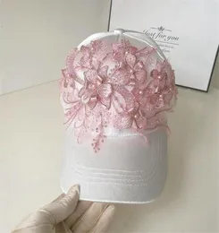 Ballkappen 202204SHI Drop Designer Satin Glanz Spitze Blumen Street Lady Baseball Hut Frauen Freizeit Visiere Cap9255900