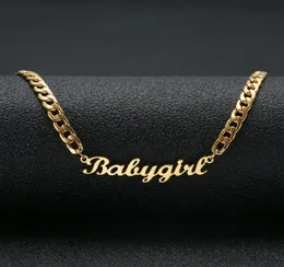 Lovely Gift Gold Color Babygir Name Necklace Stainless Steel Nameplate Choker Handwriting Signature Necklace For Girls8130293