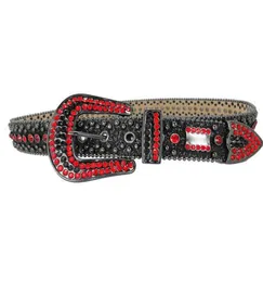 Schwarzer Glitzer- oder Krokodil-Gürtel, Riemenmaterial, roter Strass-Gürtel für B Simon in 30 bis 44 Zoll35637186917180