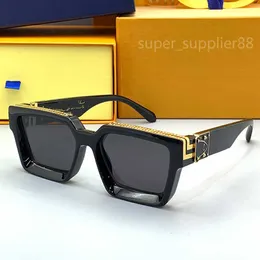 Brand Millionaires Z1165W Designer-Herren-Quadrat-Sonnenbrille mit Acetat-Rahmen, schwarze Gläser, tief in geneigter Vorderseite, Metall-S-Lock-Scharnier für Damen