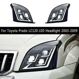 Para toyota prado lc120 led farol 03-09 acessórios do carro peça de automóvel luz circulação diurna streamer dinâmico indicador de sinal de volta lâmpada dianteira