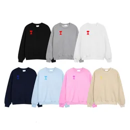 新しいユニセックスデザイナーAmis Fashion Mens A Letter Small Red Heart EmbroideryカジュアルコットンフーディーレディースサイズS-XLジャケットストップテック2024バーゲン卸売