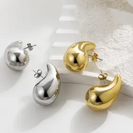 Waterdrop Chunky Hoop Earrings For Women을위한 속담 가벼운 금도금 부드러운 스테인레스 스틸 강호 눈물 드롭 이어링 보석 231225