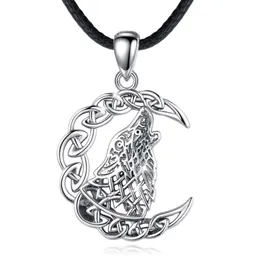 Merryshine 925 Sterling Sier Men Celtic Viking Jewelery Moon Wolf Necklace Pendant 5639669