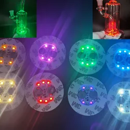 Glass Bong Base DAB Rig LED LIGHT 흡연 액세서리 7 색 자동 조정 기타 축제 파티 바 컵 용품 홈 정원