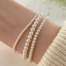 Link Bracelets 2/3/4Mm Imitation Pearl Bracelet For Women Girl Simple Korean Sweet Romantic Style Jewelry Birthday Gift Drop