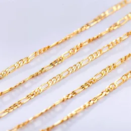 10pcs Gold 2mm size figaro netclace 16-30 بوصة امرأة مجوهرات امرأة بسيطة سلسلة سترة المجوهرات يمكن أن يكون CUS3288