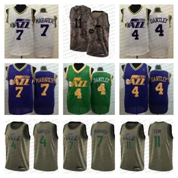 Maglia personalizzata da uomo donna giovanile Utah''Jazz''4 Adrian''Dantley 7 Pete''Maravich 11 Dante''Exum Camo nero verde Maglia da basket ritorno al passato