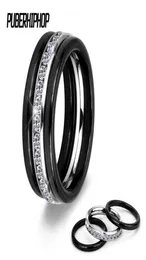 3PCS Ustaw nowoczesne kolorowe pierścienie Ustaw niewinne pierścienie ceramiczne z białym kamieniem dla kobiet Pierścień ze stali nierdzewnej1617616