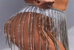 Cinturones de diamantes de imitación ostentosos de lujo sexy cinturón largo con flecos y borlas cadena de cristal dorado correa de cinturón nupcial para mujer accesorio de cinturón 25765679