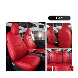 Covers Car Seat Covers Accessories Er For Tesla Model Y/S High Quality Leather Custom Fit 5 Seaters Cushion 360 Degree Fl Ered 3 Only Mad