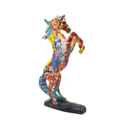 Statuette Decoration Statues Sculptures Figurines For Interior Modern Home Interior Livingroom Aesthetic Graffiti Painted Horse 231225