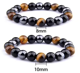 Bracciale in pietra naturale Occhio di tigre Tripla protezione Ematite Ossidiana nera Energia sanitaria per uomo Donna Regali Fili di perline4726076