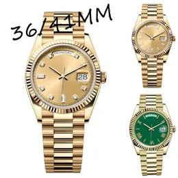 Tarih 36/41mm Kadınlar İzle Erkek Watch Designer Watches Yüksek Kaliteli Otomatik Hareket Tam Paslanmaz Çelik Gold Watch Lady Super Luminous Holwatch Montre De Luxe