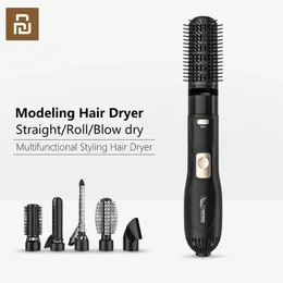 Dryers Youpin Pritech 5 in 1 Hot Air Comb Automatic Hair Straightener Curling Straight Dualpurpose Hair Styling Comb Brush Hair Dryer