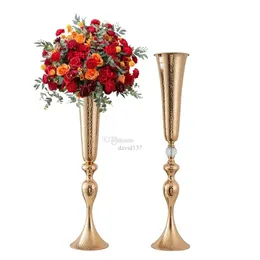 Decoration Unique Texture Gold Metal Flower Vase Table Modern Decorations Stand Centerpieces for wedding