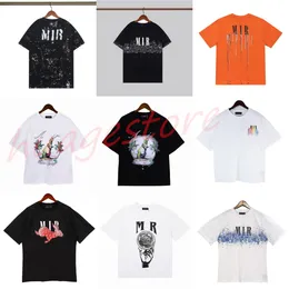 Summer T-shirts Designer Mens T-shirts Ink Splash Flow Paint Designers Couples A miri Shirts Luxury Short Sleeve Hip Hop Streetwear Amirs Tees Blue